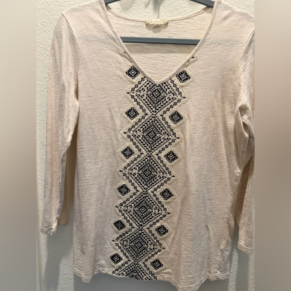 Nurture by Lamaze Cream Blouse with Black Embroidery